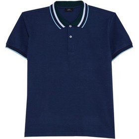 Resim Erkek Slim Fit Dar Kesim %100 Pamuk Lacivert Polo Yaka Tişört-50176 Lacivert 