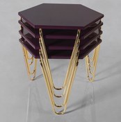 Resim Veys Sehpa 4 Lü Gold Piramit Zigon Sehpa - Mürdüm 