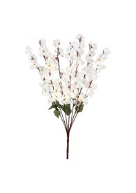 Resim Yapay Çiçek Bahardalı Japon Kiraz Çiçeği 7 Dallı 57cm Beyaz Yeşil 