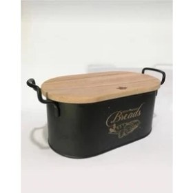 Resim Megaw Metal Siyah Kesme Tahtalı Ekmek Kovası 