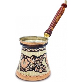 Resim Bakır Cezve Özel İşlemeli Kahve 3'lü Set 