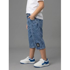 Resim Robin Kids Erkek Çocuk Beli Lastikli Mavi Kot Kapri Pantolon 