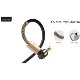Resim Concord C-807 1.8m Metre 3.5mm Aux L Spiral Ses Aktarım Kablosu 