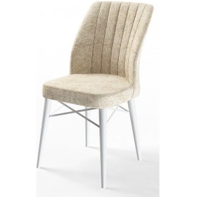 Resim Canisa Concept Arp Serisi 70x110 Sabit Mutfak Masası Takımı Beyaz Mermer Desen Masa 4 Krem Sandalye Masa Beyaz/sandalyeler Krem 