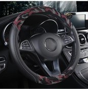 Resim Xuweiwei 15" 3d Kamuflaj Rose Red Mikrofiber Deri Kaymaz Direksiyon Kılıfı Universal Fit Araç İç Dekoru Dahili Çemberli - 