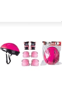 Resim Çocuk Kask Dizlik Dirseklik Koruyucu Seti Pembe 