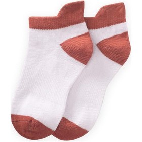 Resim Cigit Burnu Topuğu Rekli Çocuk Patik Çorap 5-12 Yaş Kiremit Kiremit 