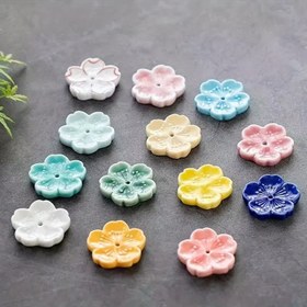 Resim Kiraz Çiçeği Seramik Tütsü Tutucu - Çiçek Deseni, Pastel Renkler, Ev Dekoru, Ofis veya Çay Odası için Mükemmel, Tütsü Yakıcı 