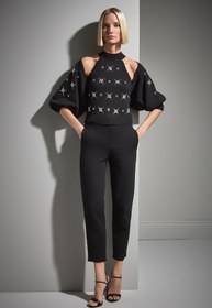 Resim Beli Kordonlu Cepli Siyah Triko Pantolon - Siyah / L 