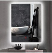 Resim 50x70 H Cm Buğu Çözücülü Ledli Banyo Aynası Şeffaf 