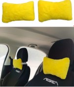 Resim Yumuşak Peluşlu Ortopedik Araba Seyahat Boyun Yastığı 2'li Sarı Renk 