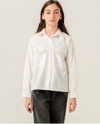 Resim Kız Çocuk Kapak Taşlı Gömlek 3159 Beyaz 