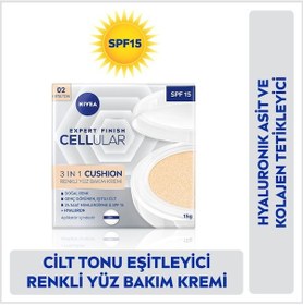 Resim Nivea Cellular Expert Finish 3 in1 Cushion Renkli Yüz Bakım Kremi 02 Orta Ton 15 ML 