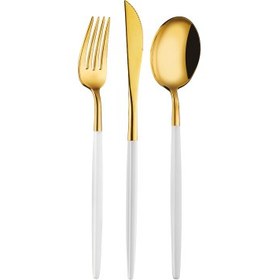 Resim Aryıldız Versay White Gold 36 Parça 6 Kişilik Çatal Kaşık Bıçak Takımı 