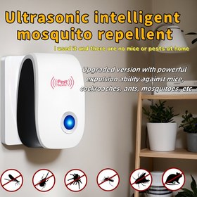 Resim Smart Ses Dalgası Teknolojisi Haşere Kovucu, EU Fişi - Pireler, Sivrisinekler, Fareler, Karıncalar, Hamamböcekleri ve Daha Fazlası İçin, Toksik Olmayan İnsan ve Evcil Hayvanlar için Güvenli Böceke Korkutucu, Ev, Ofis, Fabrika Kullanımına Uygun 