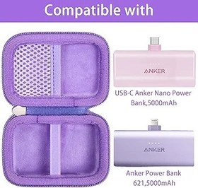 Resim Khanka Anker Nano Power Bank 5.000 mAh/Anker Power Bank 621 şarj cihazı, koruyucu seyahat kılıfı, 5.000 mAh, 22,5 W/12 W şarj cihazı için yedek sert kabuk taşıma çantası, Mor, Sert kabuklar 