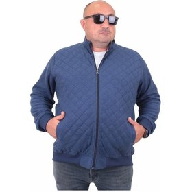 Resim Starbattal Büyük Beden Fermuarlı Hırka Diamond 23281 Marin-Marin Lacivert 