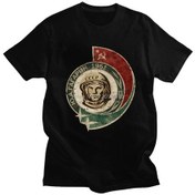 Resim Snapbuyretro 1961 Cccp Yuri Gagarin Erkek Pamuk T-shirt Ussr Kozmonot Baskılı Kısa Kollublack Black 