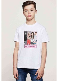 Resim Kpop Blackpink Black Pink Collage Baskılı Unisex Çocuk Beyaz T-S 
