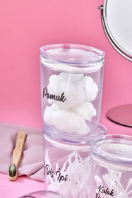 Resim FBZhome 4'lü Akrilik Mika Makyaj Pamuğu & Kulak Pamuğu & Diş Ipi & Pamukluk Saklama Kutusu 400 Ml 