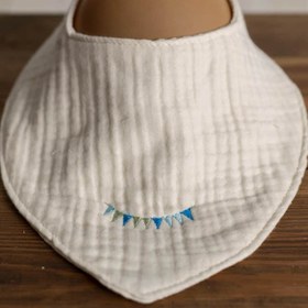 Resim Olivo Mini Yenidoğan Bebek Nakışlı Fular/Önlük 4 kat müslin 
