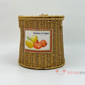 Resim Patates Soğanlık Rattan Kapaklı Sepet Büyük Boy 
