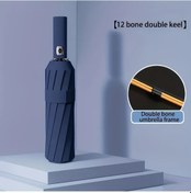 Resim Oldfriend Mavi Deniz Otomatik Katlanır Şemsiye - Rüzgar Ve Güneş Koruyucu, 12 Bölmeli Kompakt Tasarım 