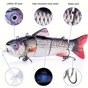 Resim Aksesuarların ağırlığı olmadan sahte yem 35G ağırlığındadır. Robot Yüzme Balıkçılık Elektrikli Yemler, 130Mm/35G USB Şarj Edilebilir LED Wobbler, Çok Bağlı Yüzme Yemleri Sert Yemler, Balıkçılık Malzemeleri. 