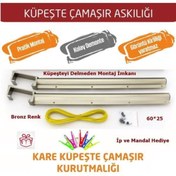 Resim Balkon Çamaşır Kurutma Askısı Dikdörtgen Küpeşte 60*25 Bronz 60*25 mm Ölçüsündeki Kare ve Dikdörtgen Küpeşteler için Bronz Renk