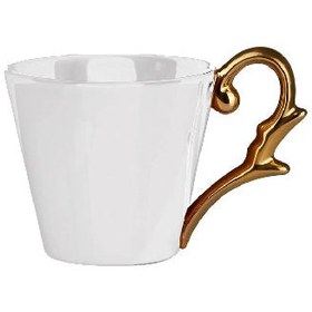 Resim Double Espresso Cup Handle Gold-White 