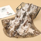 Resim Şık Bohem Çiçekli & Leopar Desenli Kadın Şalı - Hafif Nefes Alabilen Polyester, Rüzgar Koruyucu, Yazlık Plaj Örtüsü, Piknik ve Dış Mekan Etkinlikleri İçin Çok Yönlü Aksesuar, Lüks Moda Eşyası, Zarif İşçilik 