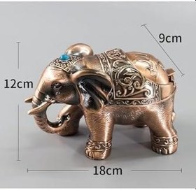 Resim Dekoratif Şık Metal Fil Figürlü Küllük, Bronz 
