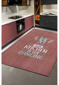 Resim Homshtag Bu Mutfak Dans Etmek İçin Pembe Renk Mutfak Temalı Minimal Halı Çok Renkli 