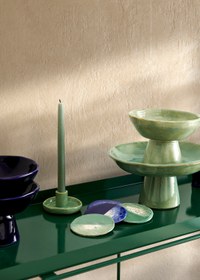 Resim Pedestal Ceramic Large Serving Stand Sage Green 