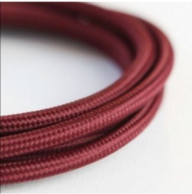Resim ekiLamp Dekoratif Örgülü Bordo Renkli 2x0,50 mm Sargı Kablo 