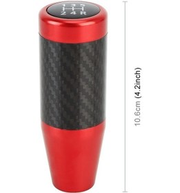 Resim Wondernest Evrensel Araba Karbon Fiber Desenli Dişli Kafası Vites Topuzu Kırmızı Kırmızı 