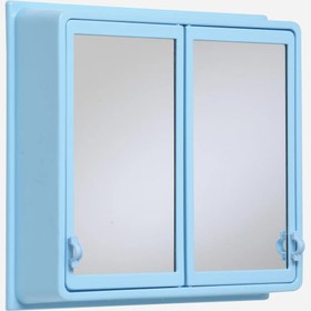 Resim Aynalı 48 cm Banyo Dolabı Üst Modül Mavi 