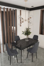 Resim DEREN HOME Vanessa Serisi Mutfak Ve Salon Masa Takımı + 4 Adet Füme Sandalye 