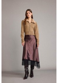 Resim Defacto Slim Fit Dar Kesim Suni Kürk Yaka Fermuarlı Hırka G9000ax25wnbg157 Bej-bg157 