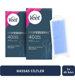 Resim Veet Professional Ağda Bandı Hassas Ciltler Için Bacak & Vücut Bölgesi 80 Adet 