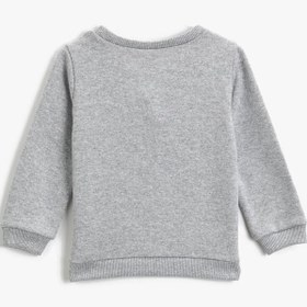 Resim Erkek Bebek Bisiklet Yaka Baskılı Uzun Kollu Sweatshirt 
