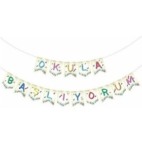 Resim Okula Başlıyorum Yazı Banner- Okula Başlıyorum Dekoratif Banner 