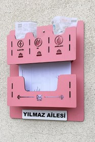 Resim kutuTR Apartman Ortak Fatura & Posta Kutusu Ahşap - Pembe 