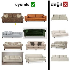 Resim StarMall Tuğla Desen Koltuk Örtüsü Çekyat Kılıfı 3Lü Bir Adet Pembe 