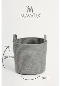 Resim Mavaux Çok Amaçlı, 30cm-30cm Orta Boy, Yanları Saplı, Jüt, Hasır, Dokuma Sepet, Düzenleyici Organizer Gri 