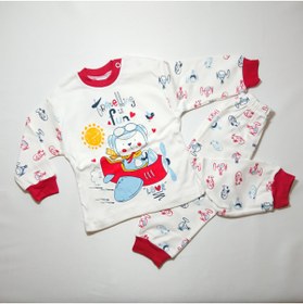 Resim Kırmızı Beyaz Bebek Pijama Takımı 