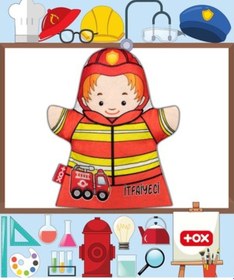 Resim Tox İtfaiyeci Meslekler Keçe El Kukla T328 . Eğitici Oyuncak 