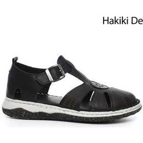 Resim Gönderi R Kömür Dolgu Topuk Hakiki Deri Sandalet Siyah 