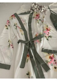 Resim Mh Moony Homewears Kutulu 6 Parça Saten Certsom Gecelik Pijama Iç Giyim Çeyiz Seti Yeşil 