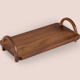 Resim The Mia Natura Akasya Kulplu Tepsi 30x16x8 Cm Kahverengi 